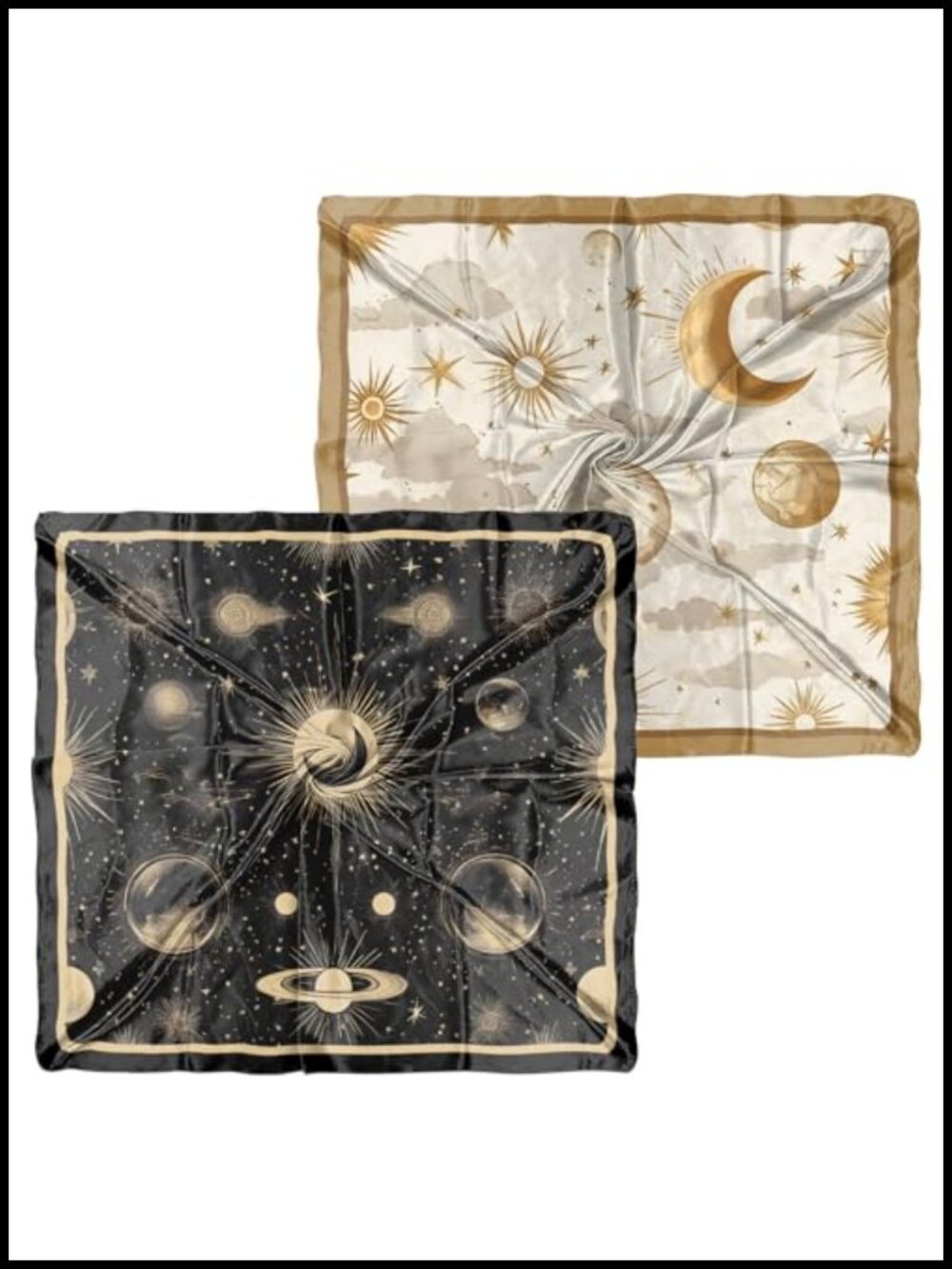 2PCS 100% Polyester Silk Feeling Scarf 27.5in Square Hair Wrap Bandana